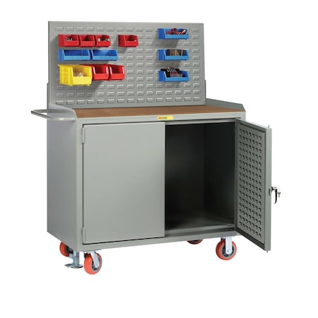 Little Giant Mobile Bench Cabinets, 36"W, Louvered Panel Doors, Hardboard, Louvered MH-36-LPD-FL-LP